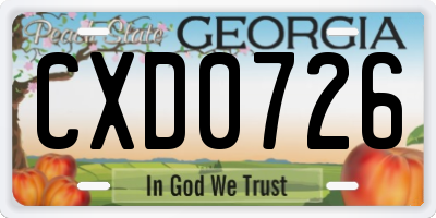 GA license plate CXD0726