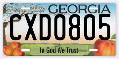 GA license plate CXD0805