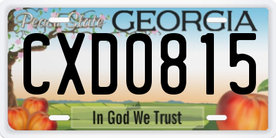 GA license plate CXD0815