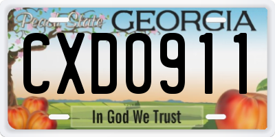 GA license plate CXD0911