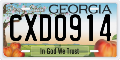 GA license plate CXD0914