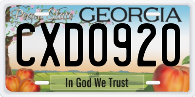 GA license plate CXD0920