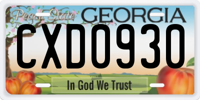 GA license plate CXD0930