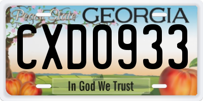 GA license plate CXD0933
