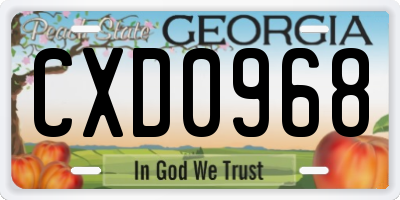 GA license plate CXD0968
