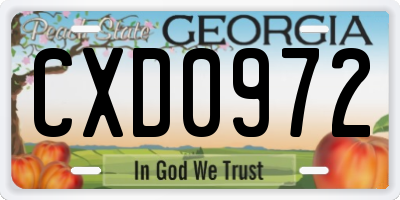 GA license plate CXD0972