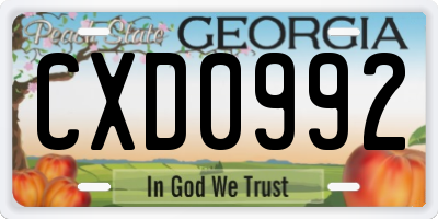 GA license plate CXD0992