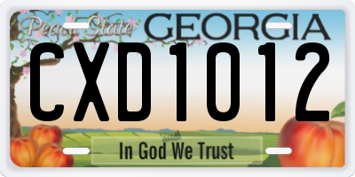 GA license plate CXD1012