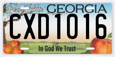 GA license plate CXD1016