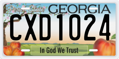 GA license plate CXD1024