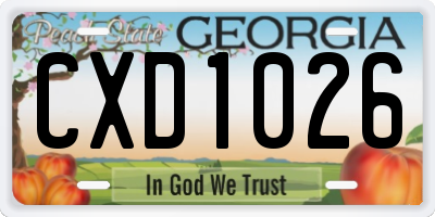 GA license plate CXD1026