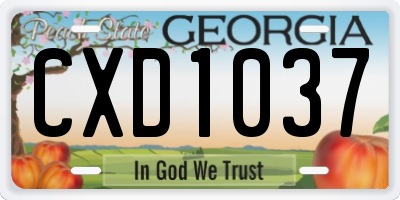 GA license plate CXD1037