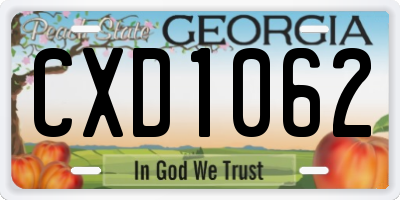 GA license plate CXD1062