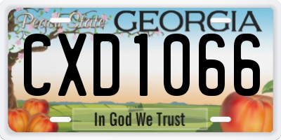 GA license plate CXD1066