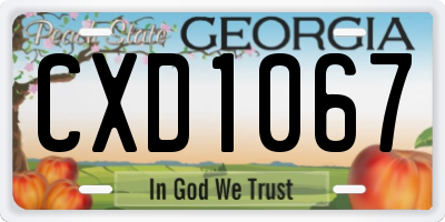 GA license plate CXD1067