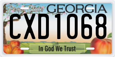 GA license plate CXD1068