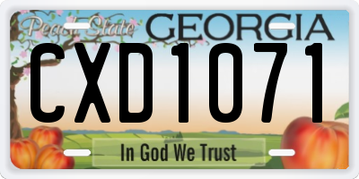 GA license plate CXD1071