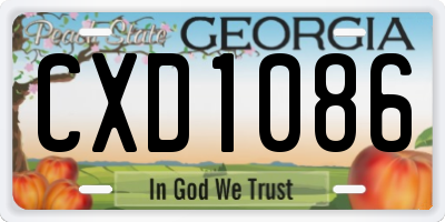 GA license plate CXD1086