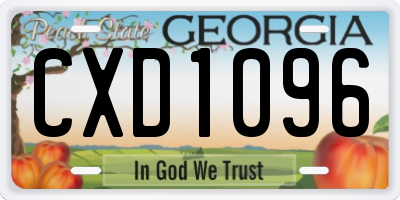 GA license plate CXD1096