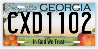 GA license plate CXD1102
