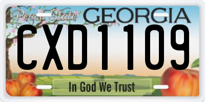 GA license plate CXD1109