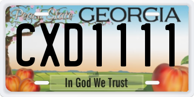 GA license plate CXD1111