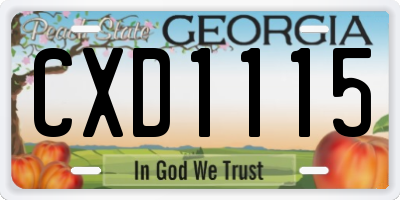 GA license plate CXD1115