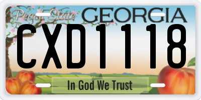 GA license plate CXD1118