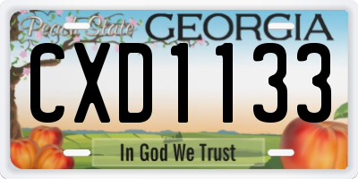 GA license plate CXD1133