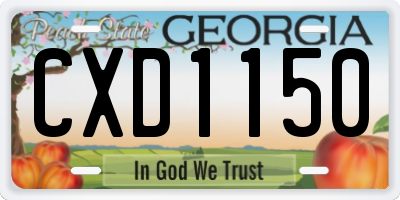 GA license plate CXD1150