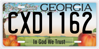 GA license plate CXD1162