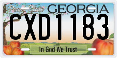 GA license plate CXD1183