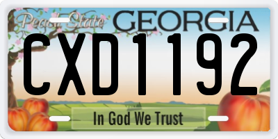 GA license plate CXD1192