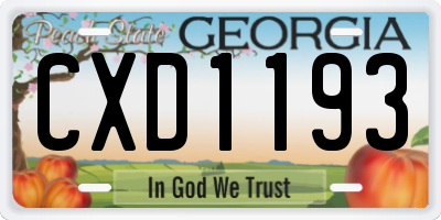 GA license plate CXD1193