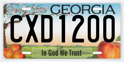 GA license plate CXD1200