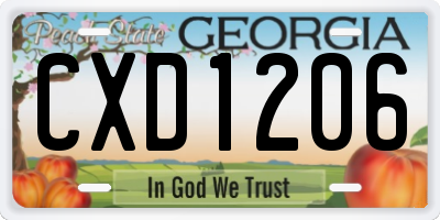 GA license plate CXD1206