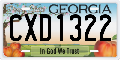 GA license plate CXD1322