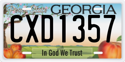 GA license plate CXD1357