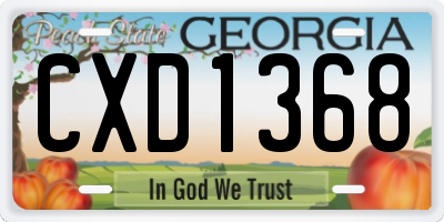 GA license plate CXD1368