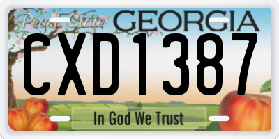 GA license plate CXD1387