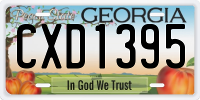 GA license plate CXD1395