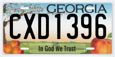 GA license plate CXD1396