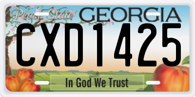 GA license plate CXD1425