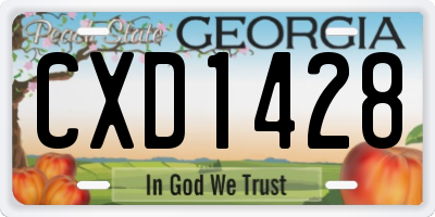 GA license plate CXD1428
