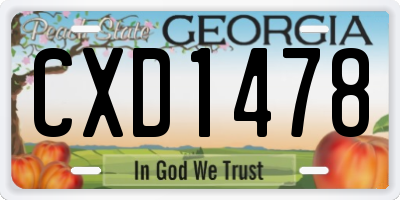 GA license plate CXD1478