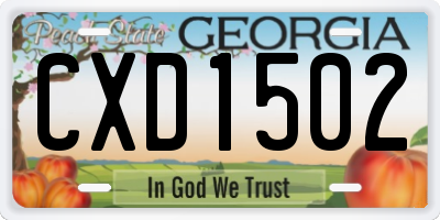 GA license plate CXD1502