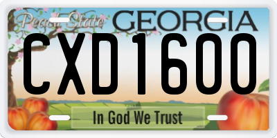 GA license plate CXD1600