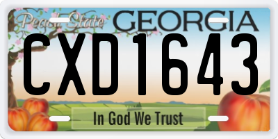 GA license plate CXD1643