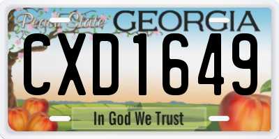 GA license plate CXD1649