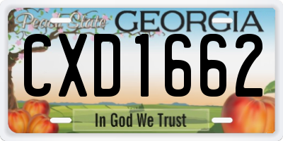 GA license plate CXD1662